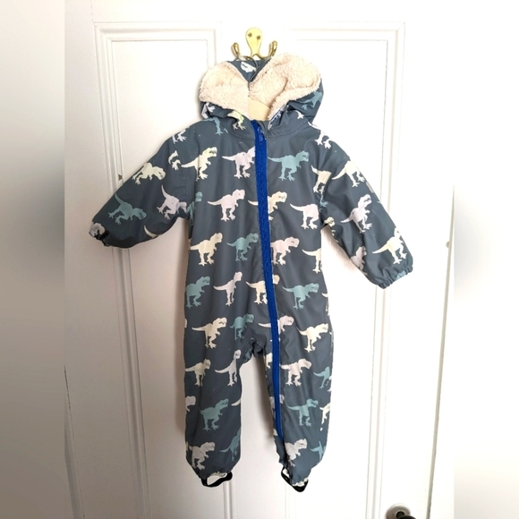 Hatley Baby Dinosaur  Snowsuit, Changes color when wet, 9-12m - Picture 1 of 3
